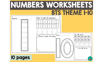 Numbers Worksheet 1-10 BTS Theme