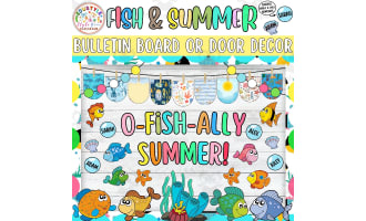 O-Fish-Ally Summer!: Fish Ocean Bulletin Board or Door Decor Kit | May