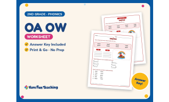 OA OW Worksheet – 2nd Grade Digraphs & Vowels Practice + Answer Key