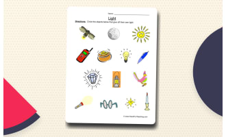 Objects that Give off Light Worksheet