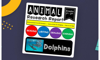 Ocean Animal Research Writing Project on DOLPHINS for K-2nd Grade