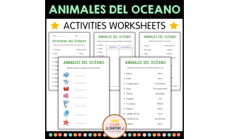 Ocean Animals Worksheets in Spanish