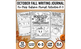 October Fall Writing Prompts Journal | Halloween ELA Activities