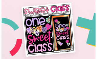 One Sweet Class Valentine's Day Bulletin Board Kit, Door Decoration Set, or Poster