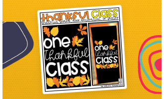 One Thankful Class Fall Bulletin Board Kit, Door Decoration Set, or Poster