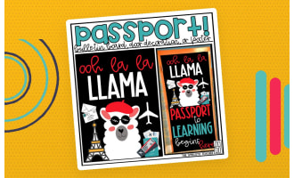 "Ooh La La" LLama Passport Back to School Bulletin Board Kit, Door Decoration Set, or Poster