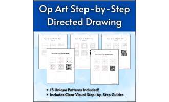 Op Art Step-by-Step Directed Drawing Worksheets | Grid Method