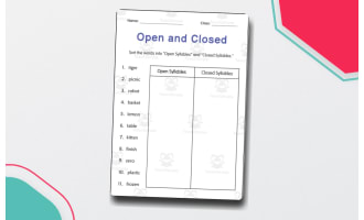 Open and Closed Syllables Worksheets in Spanish