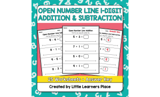 Open Number Line One Digit Addition and Subtraction Worksheets