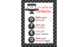 Opinion Writing Anchor Chart – O.R.E.O. Method