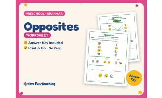 Opposites Worksheet – Preschool Antonyms Practice + Answer Key