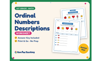 Ordinal Numbers Descriptions Worksheet – 1st Grade Counting Practice