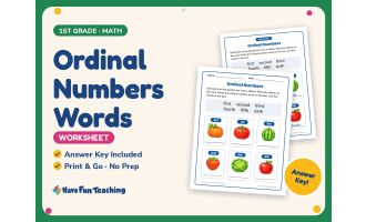 Ordinal Numbers Words Worksheet – 1st Grade Counting Practice