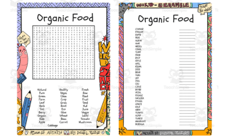 Organic Food word search & scramble