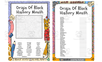 Origin Of Black History Month word search & scramble