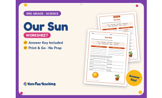 Our Sun Worksheet – 3rd Grade Solar System & Space Practice
