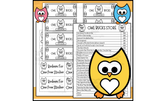 Owl Themed Classroom Money System - Reward Coupons & Class Cash