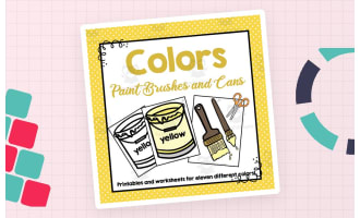 Paint Cans and Brush Cut-outs | Learning Colors | Preschool Worksheets