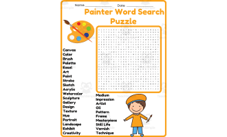 painter Word Search Puzzle Worksheet Activities (2nd, 3rd, 4th & 5th