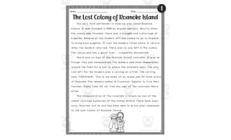 Paired Text Reading Activity: Roanoke Island + Virginia