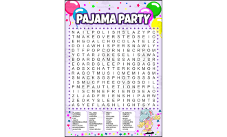 Pajama Party Word Search Puzzle – Fun Sleepover Activity for All Ages