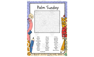 Palm Sunday word search puzzle worksheet activity