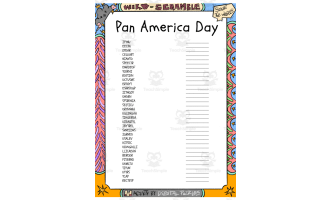 Pan America Day word Scramble puzzle worksheet