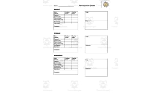 Participation Sheet | Behavior Tracking Daily Record