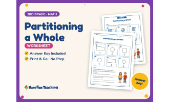 Partitioning a Whole Worksheet – 3rd Grade Fractions Practice