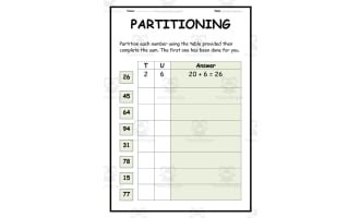 Partitioning Place Value Worksheet