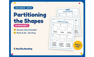Partitioning the Shapes Worksheet – 2nd Grade Fractions Practice