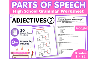 Parts of Speech | Adjectives 2 | High School Grammar Worksheet (Docs)