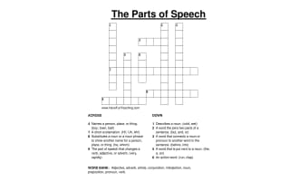 Parts of Speech Crossword Puzzle