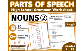 Parts of Speech | Nouns 2 | High School Grammar Worksheet (Docs)