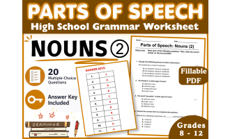 Parts of Speech | Nouns 2 | High School Grammar Worksheet Fillable PDF