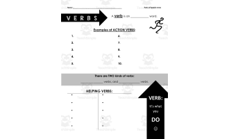 Parts of Speech Student Note Pages
