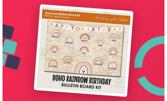 Pastel Boho Rainbow Birthday Bulletin Board