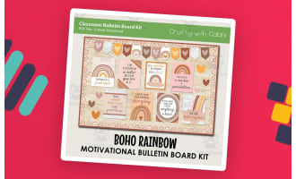 Pastel Boho Rainbow Motivational Classroom Bulletin Board