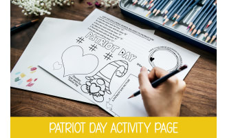 PATRIOT DAY ACTIVITY WORKSHEET, 9-11 COLORING PAGE, WORD GAMES