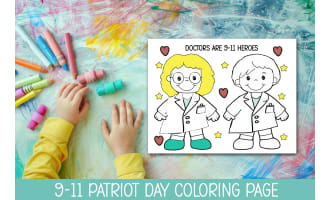 Patriot Day Coloring Page, 9-11 Craft, First Responder Activity,