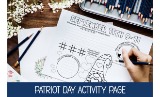 Patriot Day Language Arts Worksheet, 9-11 Activity Page for Kids