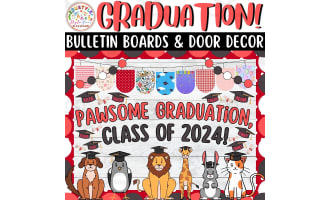 Pawsome Graduation: Graduation Bulletin Boards & Door Decor Kits