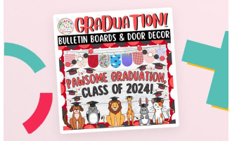 Pawsome Graduation: Graduation Bulletin Boards & Door Decor Kits
