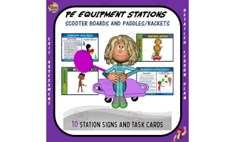 PE Equipment Stations: Scooter Boards + Paddles/Rackets