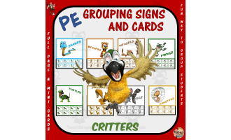 PE Grouping Signs + Cards: Critters Theme