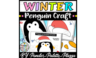 Penguin with Red Christmas Hat Craft - Winter Craft