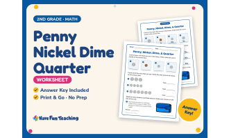 Penny Nickel Dime Quarter Worksheet – 2nd Grade Money Practice