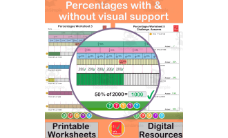 Percentages of quantities with and without visual support - 6th Grade