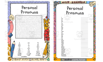 Personal Pronouns word search & scramble