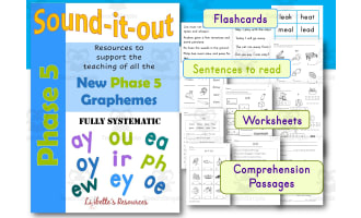Phase 5 New graphemes Phonic Worlsheets and Flashcards